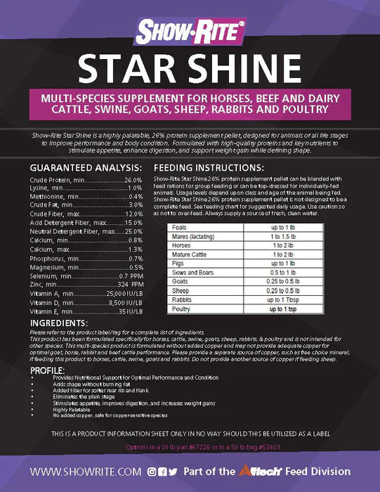 What Is Star Rite In Medication Show-Rite Star Shine, 50lb bag | Swinfords
